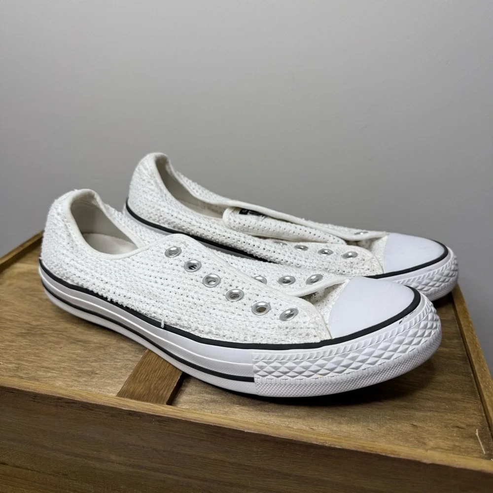 White Crochet Sneakers w/out laces